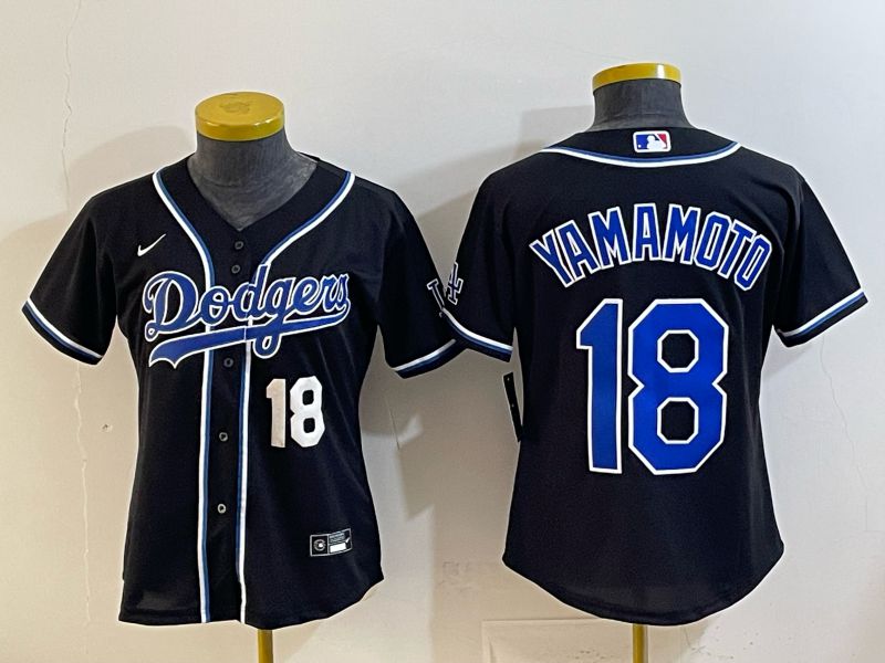 Youth 2026 Los Angeles Dodgers #18 Yamamoto Black Game Nike MLB Jersey style 004->youth mlb jersey->Youth Jersey